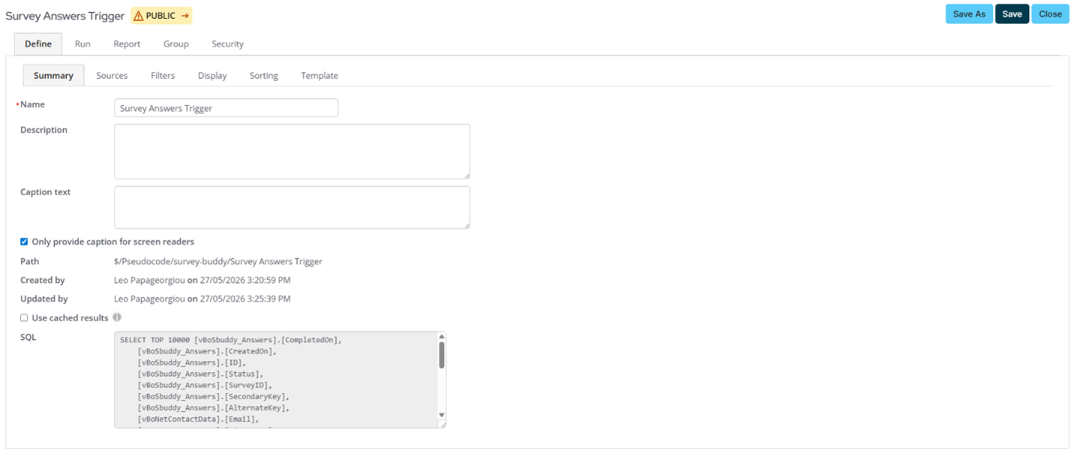 Survey Buddy Email Trigger Query 1